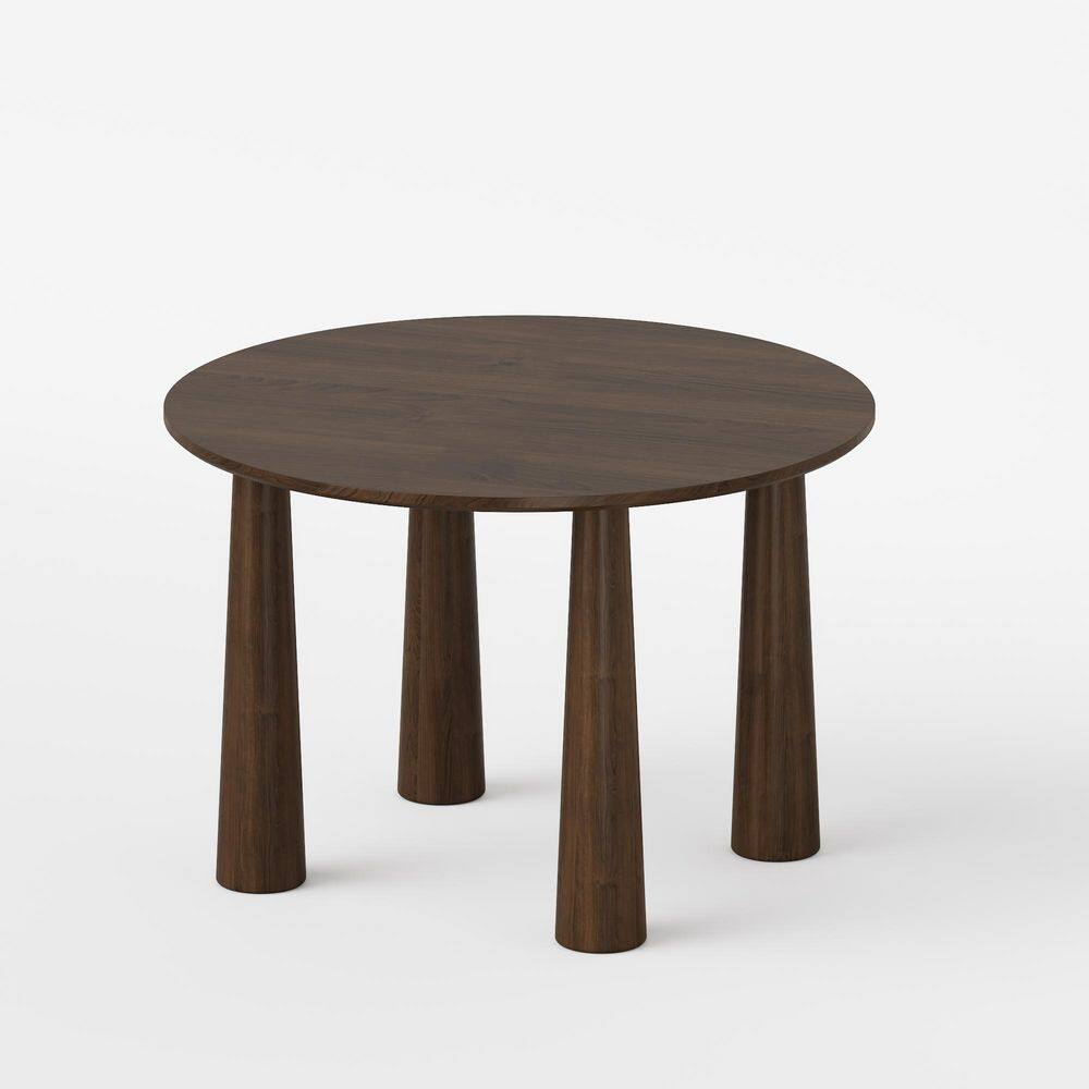 Round Black Solid Wood 45 in. Kitchen Tables 4-Legs Dining Table Seats-4