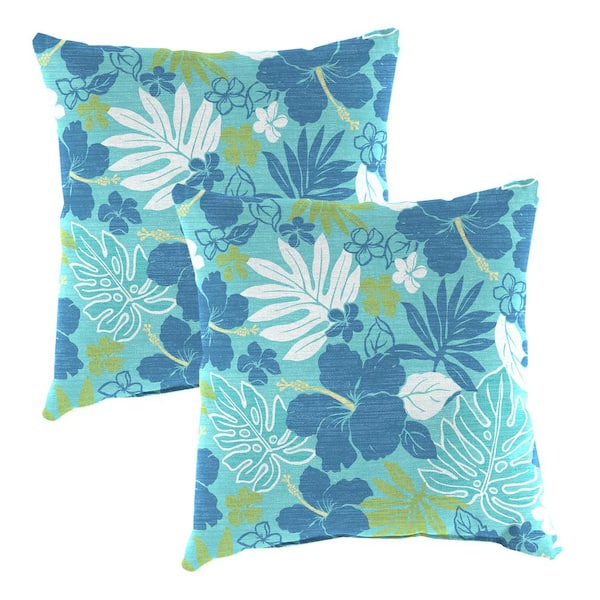 Jordan Manufacturing 16 in. L x 16 in. W x 4 in. T Square Outdoor Throw Pillow in Dumont Sprite (2-Pack)