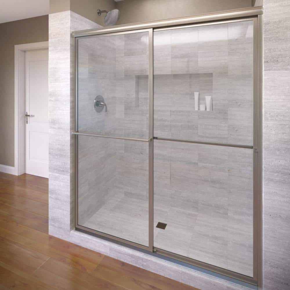Deluxe 47 in. x 71-1/2 in. Framed Bypass Shower Door in Brushed Nickel with Handle price history on PriceWatchPro