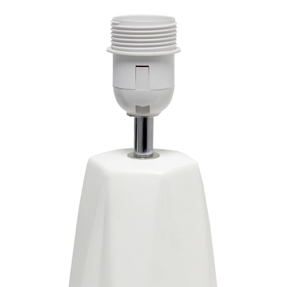 White Ceramic Geometric Nightstand Lamp with Barrel Shade