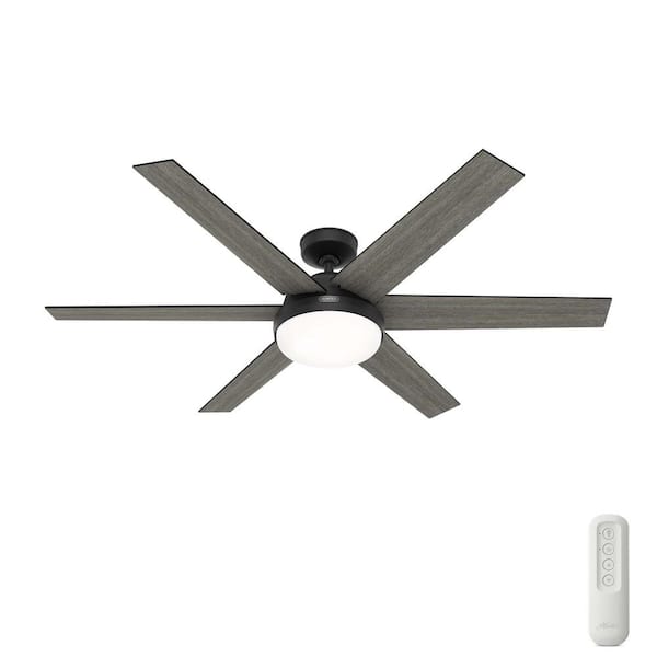 Hunter Millington 60 in. Indoor Matte Black Ceiling Fan with Light Kit and Remote