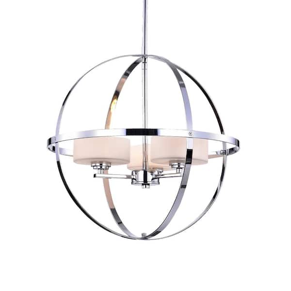 Warehouse of Tiffany Zenta 17 in. 3-Light Indoor Chrome Pendant Lamp with Light Kit