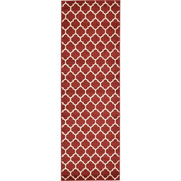 Unique Loom Trellis Philadelphia Red/Beige 2' 7 x 8' 0 Runner Rug