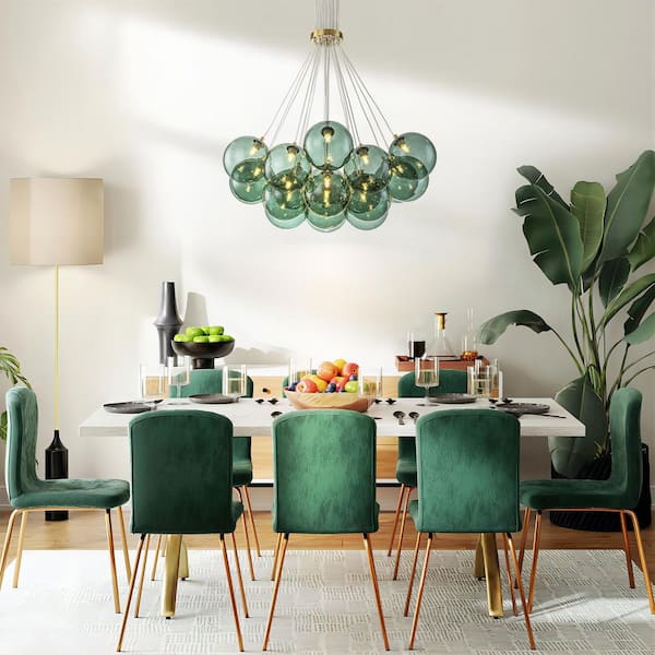 RRTYO Ashley 19-Light Modern Glam Gold Cluster Chandelier/ Green