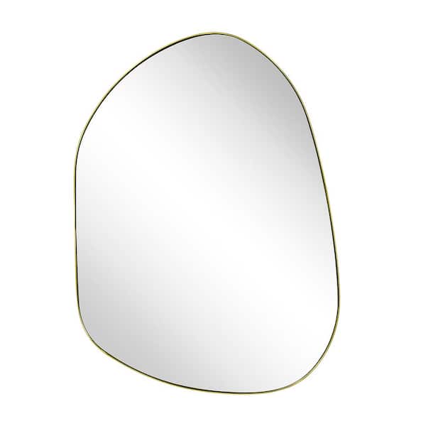 TEHOME Bertlinde 30 in. W x 22 in. H Novelty/Specialty Irregular Shape Metal Framed Wall Mount Bathroom Vanity Mirror in Gold