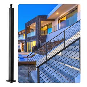 Cable Railing Post 42 in. x 0.98 in. x 1.97 in. Stair Railing Kit without  Hole Deck Railing w/ Mount Bracket for Balcony