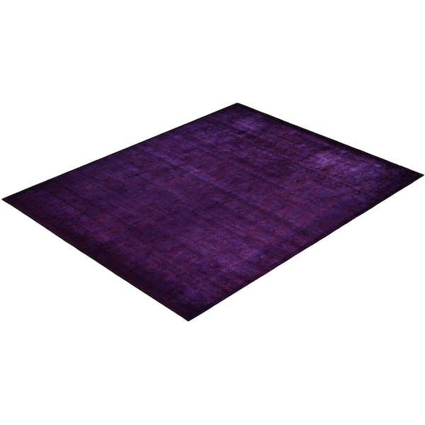 Overdyed Purple 9 ft. x 12 ft. Solid Wool Indoor Area Rug