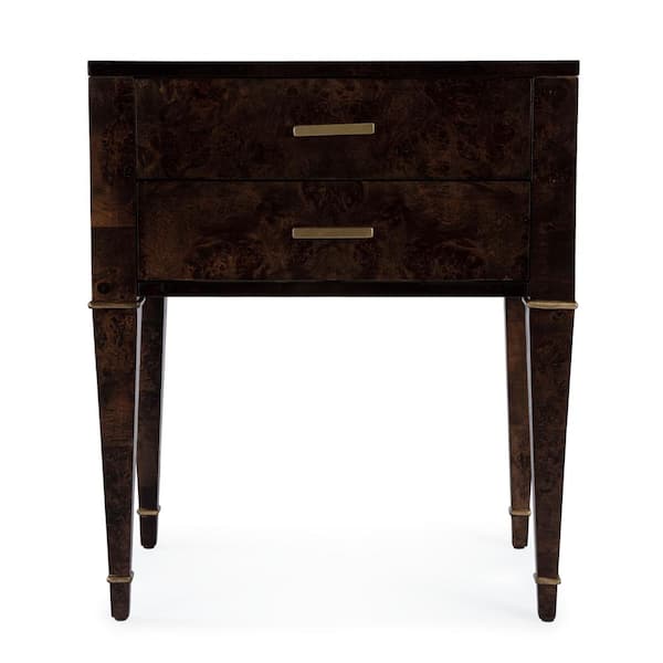 Butler Specialty Company Kai 24 in. W Dark Brown Rectangular Wood 2-Drawer End Table