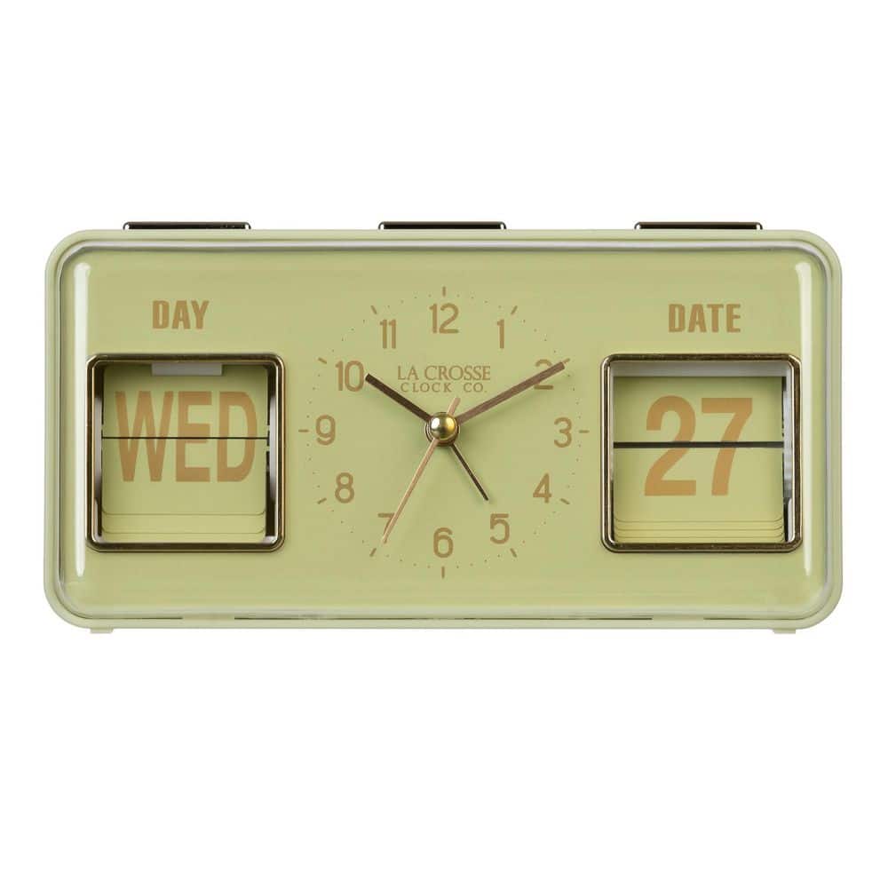 La Crosse Clock Daily Flip Green Tabletop Alarm Clock with
