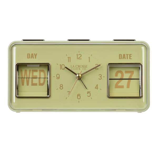 La Crosse Clock Daily Flip Green Tabletop Alarm Clock with