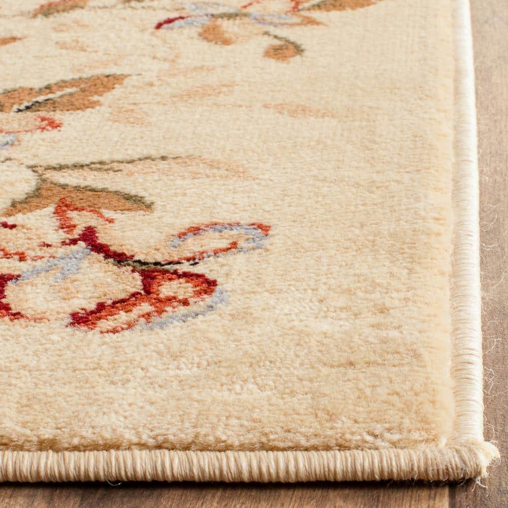 Ivory Elegance 59'' Tufted Round Floral Synthetic Area Rug