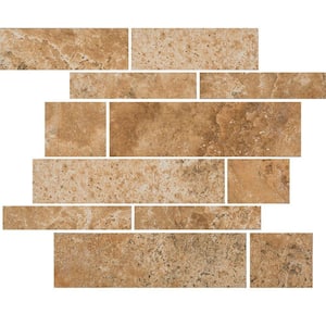 Montecelio Rustic 12 in. x 14 in. x 9 mm Porcelain Mesh-Mounted Mosaic Tile