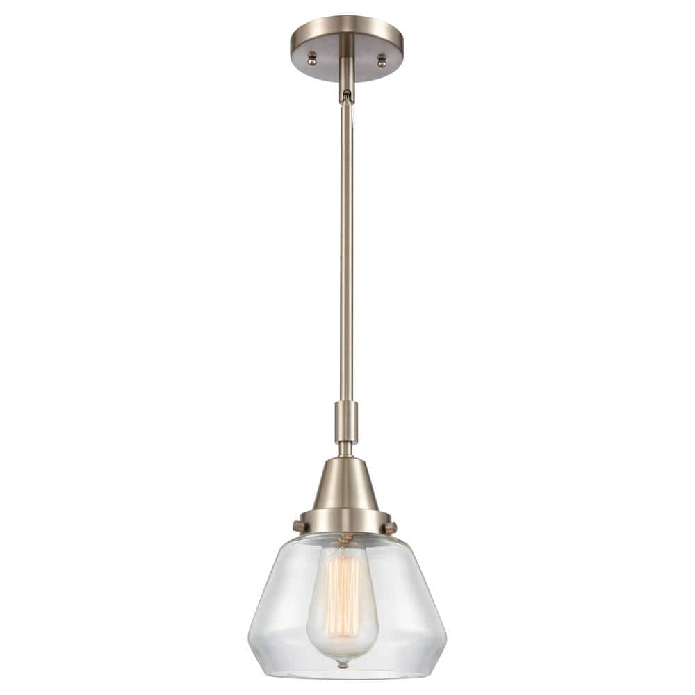 Fulton 100-Watt 1-Light Brushed Satin Nickel Standard Mini Pendant Light with Clear Glass Shade, No Bulbs Included price history on PriceWatchPro