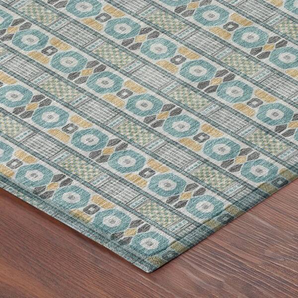 Chantille Machine Washable Indoor/Outdoor Abstract ACN2860 Teal 10 ft. x 14 ft. Area Rug