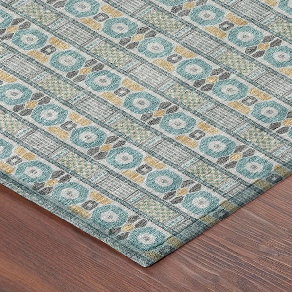Chantille Machine Washable Indoor/Outdoor Abstract ACN2860 Teal 5 ft. x 7 ft. 6 in. Area Rug