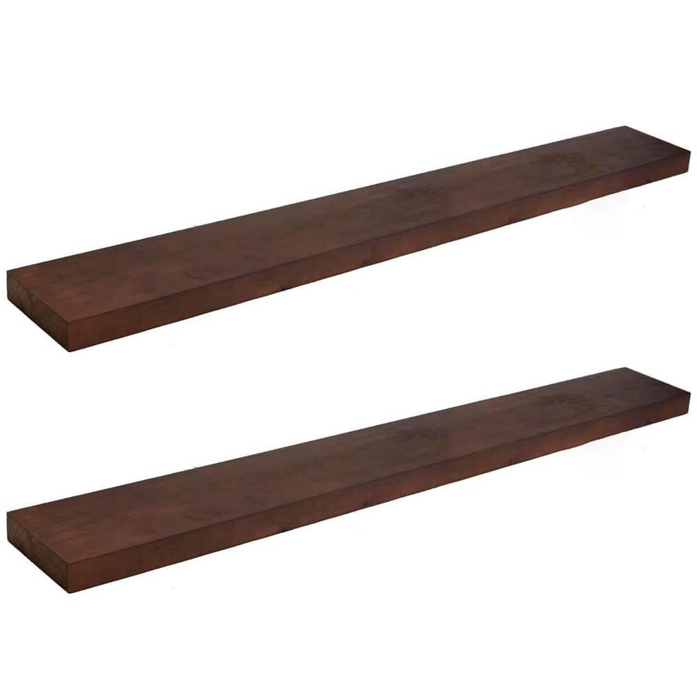 48 in. W x 6.5 in. D Walnut Floating Shelf Solid Wood Decorative Wall Shelf