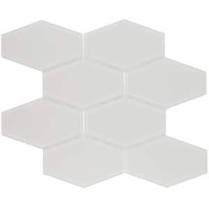 Long Hex 11 in. x 10.6 in. Misty Grey Matte Glass Mesh-Mounted Mosaic Tile (9.02 sq. ft./Case)