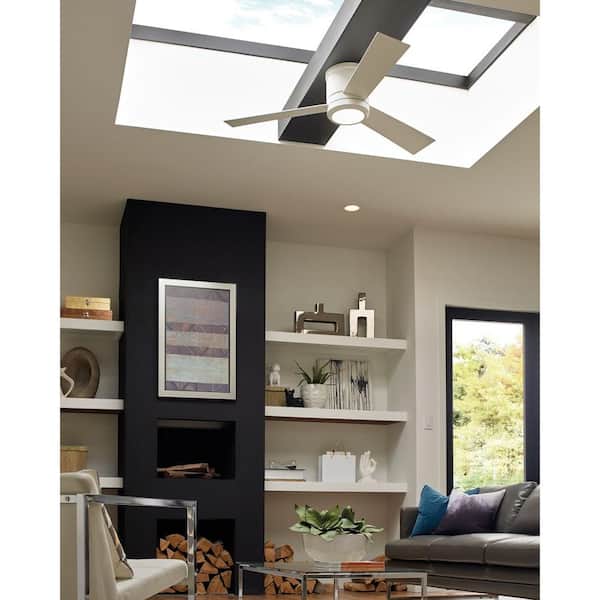Clarity Max 56 on. Integrated LED Indoor Matte White Flush Mount Ceiling Fan with Wall Switch Control