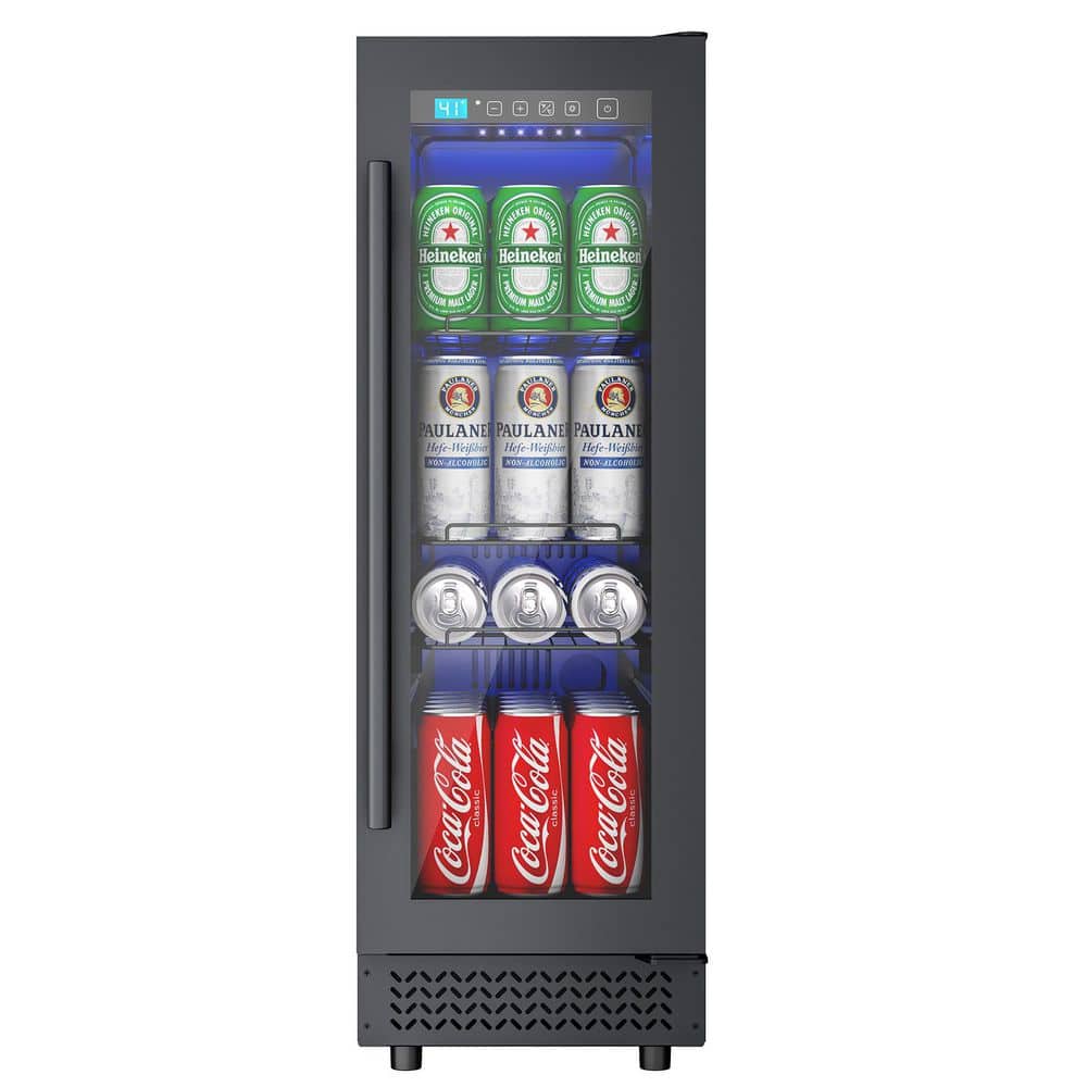 11.6 in. Wide, 22 cu. ft. capacity, Built-In Refrigerator, Single-Door Glass Beverage Cooler (Black)