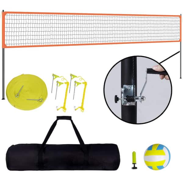 SVOPES Outdoor Portable Volleyball Net System, Adjustable Aluminum Poles, Pro Set with PVC Ball and Pump for Backyard and Beach