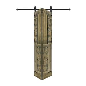 S Style 36in.x84in.(18''x84''x2panels)Aged Barrel Solid Wood Bi-Fold Barn Door With Hardware Kit-Assembly Needed