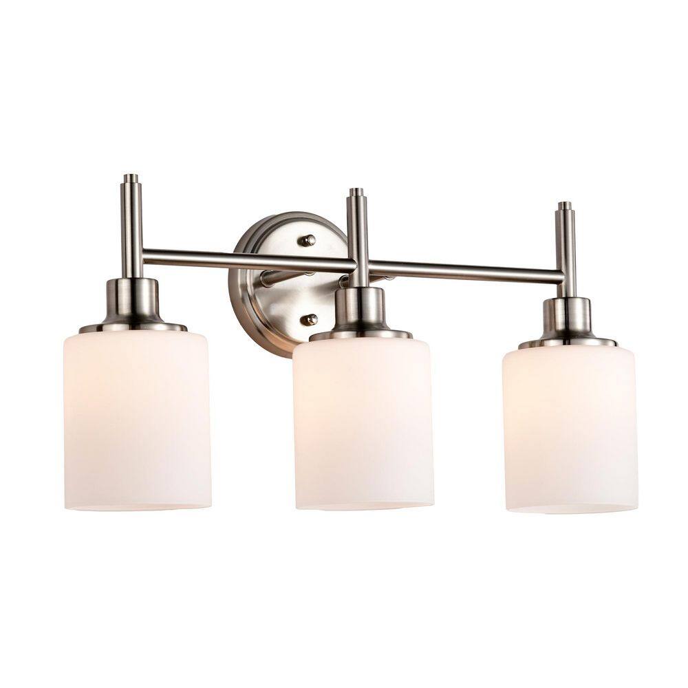21 in. 3-Light Brushed Nickel Modern Hardwired Bathroom Vanity Lights Fixture with Frosted White Cylindrical Glass Shade price history on PriceWatchPro
