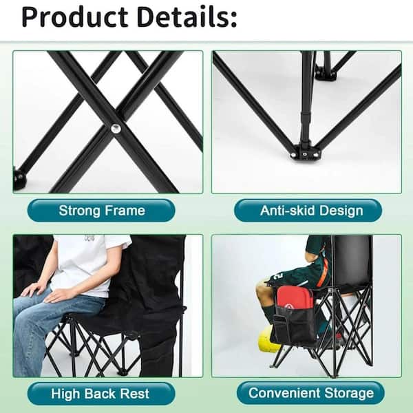 ESILOO 8-Person Folding Bench-Portable Camping Chair w/Backrest