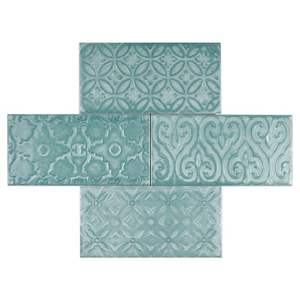 Mar Green Polished Ceramic Subway Wall Tile 5x10