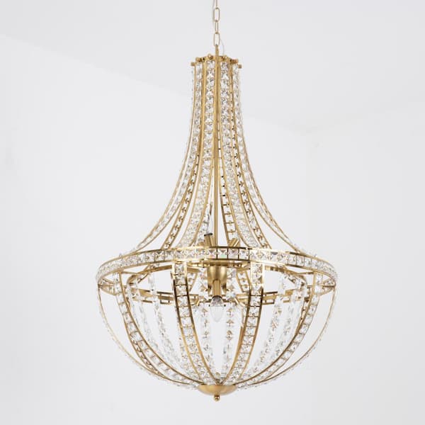 Cheyenne 9-Light Brass Unique/Statement Empire Chandelier with Crystal Accents