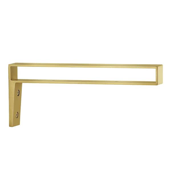 Home Decorators Collection 10 in. Matte Gold Strap Bracket for Wood Shelving