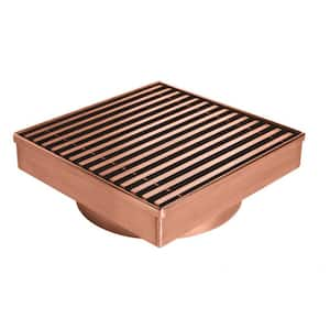 6 in. x 6 in. Rose Gold Square Shower Drain with Linear Pattern Drain Cover