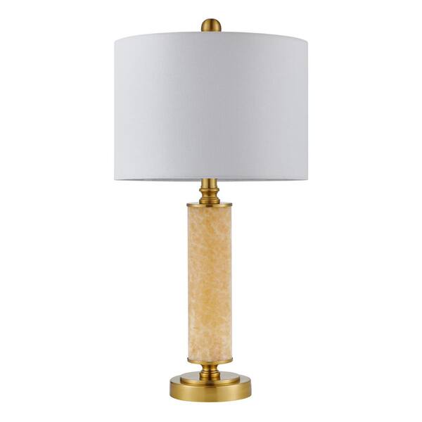 KAWOTI 23.75 in. Antique Brass Marble Table Lamp Set with Rotary Switch
