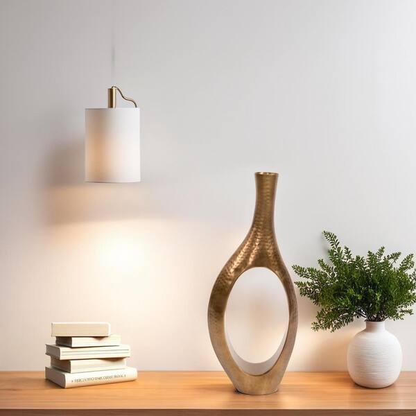 Marley Forrest - Oversized Metal Cylinder Vase with Large Hammered Silver Finish