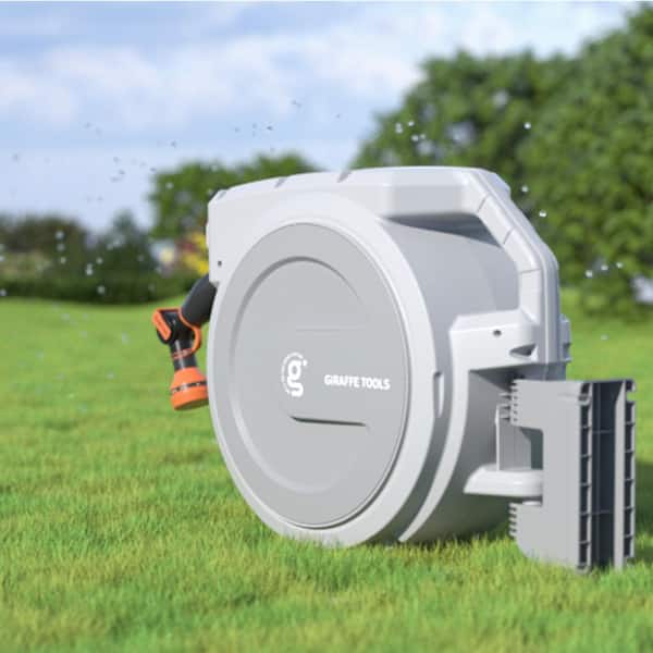 VEVOR Retractable Hose Reel 5/8 in. x 90 ft. Wall Mounted Garden Hose Reel  with Swivel Bracket and 7 Pattern Nozzle Water Hose SSS90FT58INCHXW0AV0 -  The Home Depot