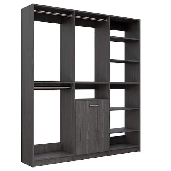 Alto Laundry Room 105 in W Grey Double Hang, Hang with Hamper and Shelf Tower 13-Shelf Wood Closet System