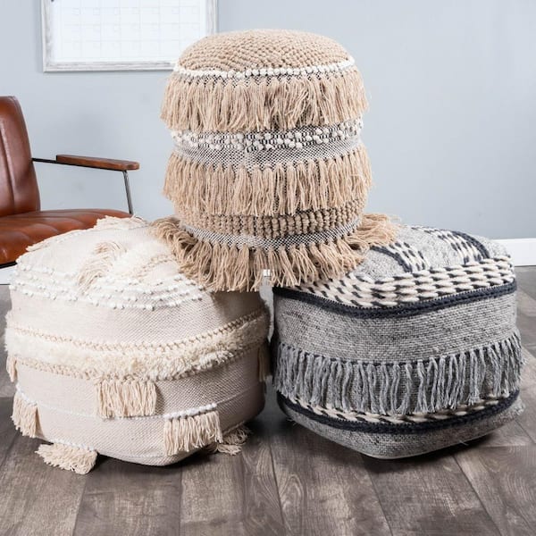 HomeRoots Gray Bernadette Upholstered Accent Ottoman