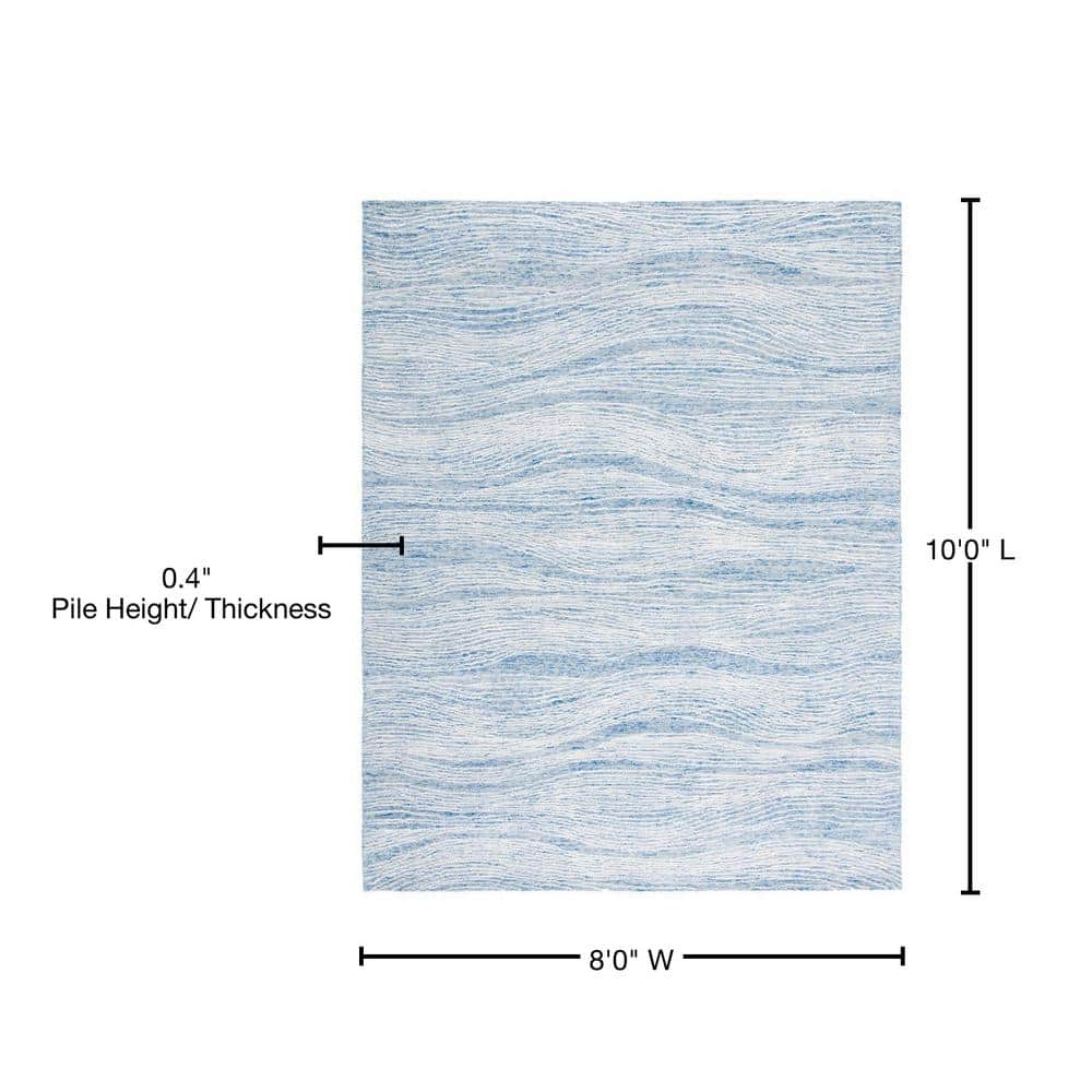 Hand-Tufted Geometric Blue Wool 8' x 10' Rectangular Area Rug