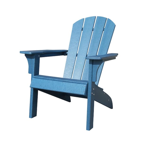 Inner Decor Waller Blue Casual Plastic Adirondack Chair with Fan-Shaped Backrest and Armrests