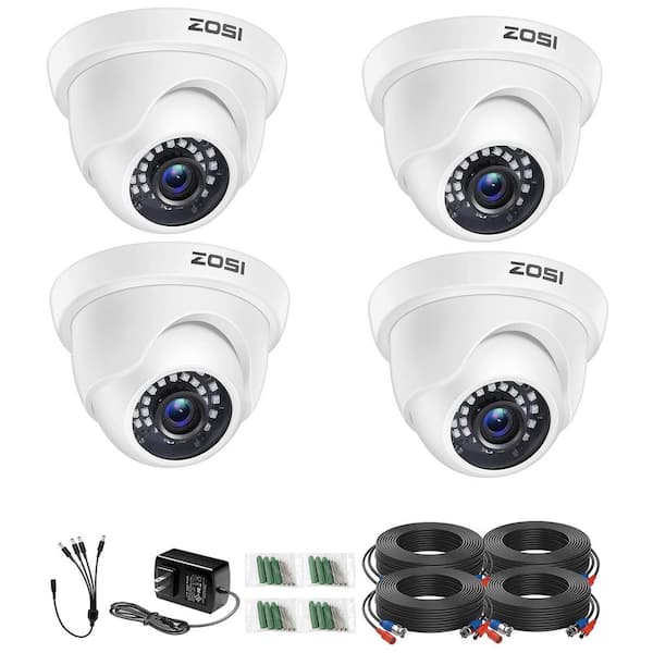 ZOSI Wired 1080p White Indoor Dome TVI Security Camera Compatible for TVI DVRs