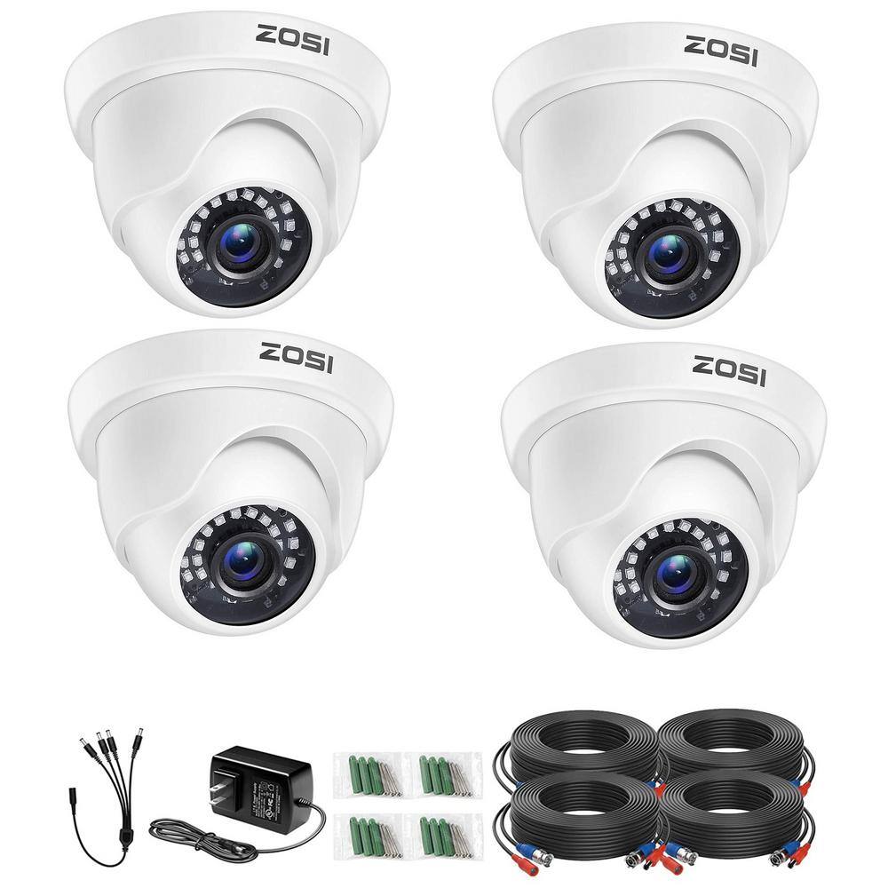 ZOSI Wired 1080p White Indoor Dome TVI Security Camera Compatible for TVI DVRs -  4AK-4282B-WS-US