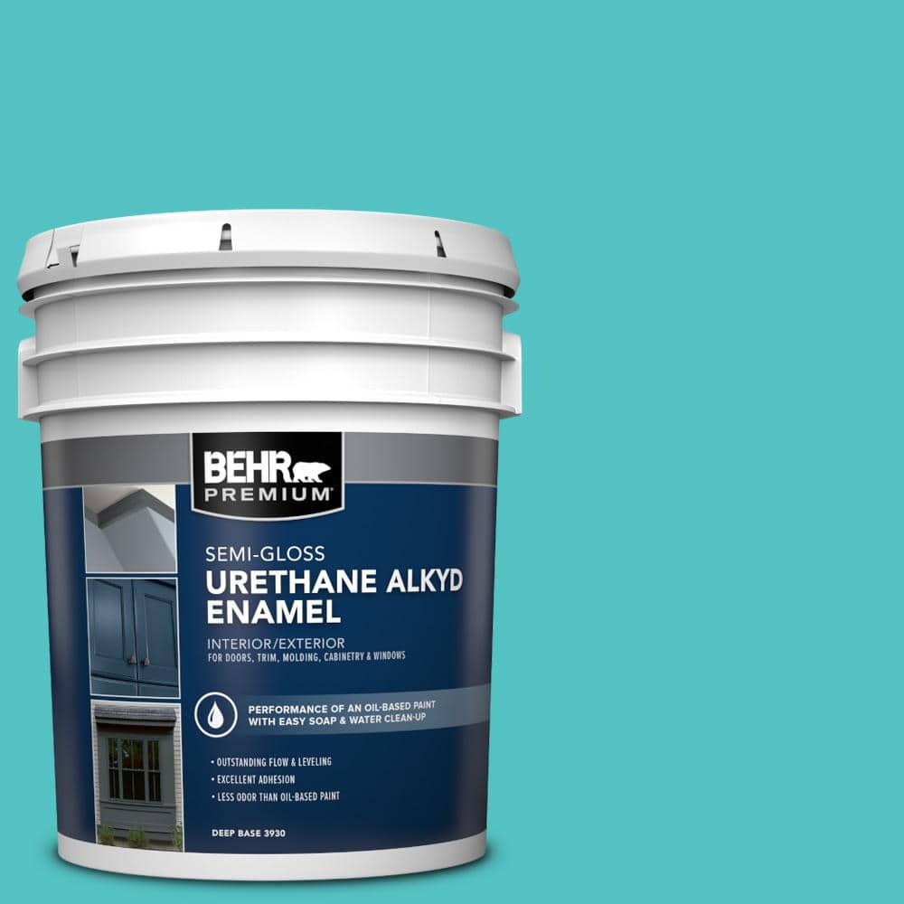 BEHR PREMIUM 5 gal. #500B-4 Gem Turquoise Urethane Alkyd Semi-Gloss ...