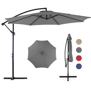 9.8 ft. Tilt Adjustment Offset Patio Umbrella Hanging Cantilever Outdoor Market Umbrellas in Gray