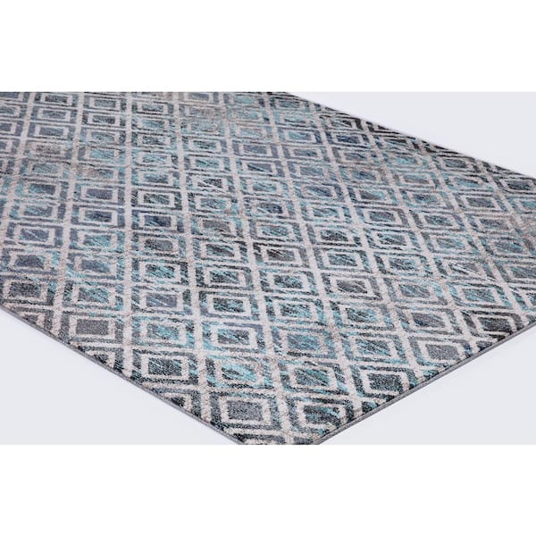 Vintage Collection Diamonds Blue 3 ft. x 4 ft. Geometric Area Rug