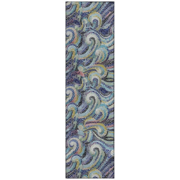 Surfside Stormy 2 ft. x 8 ft. Geometric Indoor/Outdoor Area Rug