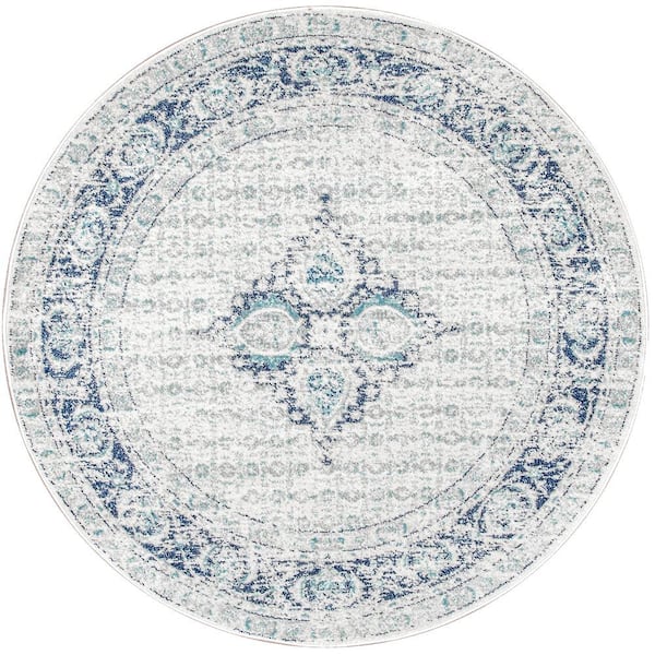 nuLOOM Pauley Vintage Light Blue 8 ft. x 8 ft. Round Area Rug