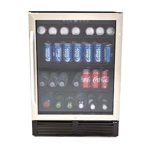 24 in. 130 (12 oz.) Can Beverage Cooler in Stainless Steel with Black Cabinet
