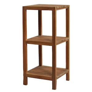 Fiji 15.75 in. W x 15.75 in. D x 35.50 in. H Natural Brown Teak Linen Cabinet with Square Shelf and 3-Tiers