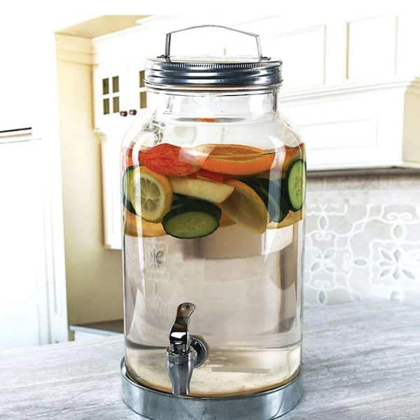 Style Setter Silver Creek 1.5 Gal. Clear Glass Cold Beverage Glass Dispenser,  with Galvanized Base, Lid and Leak Proof Acrylic Spigot 410420-RB - The  Home Depot