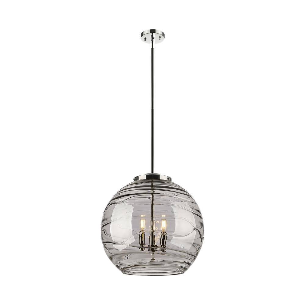 Athens Deco Swirl 180-Watt 3-Light Polished Nickel Shaded Mini Pendant Light with Tinted Glass Shade price history on PriceWatchPro