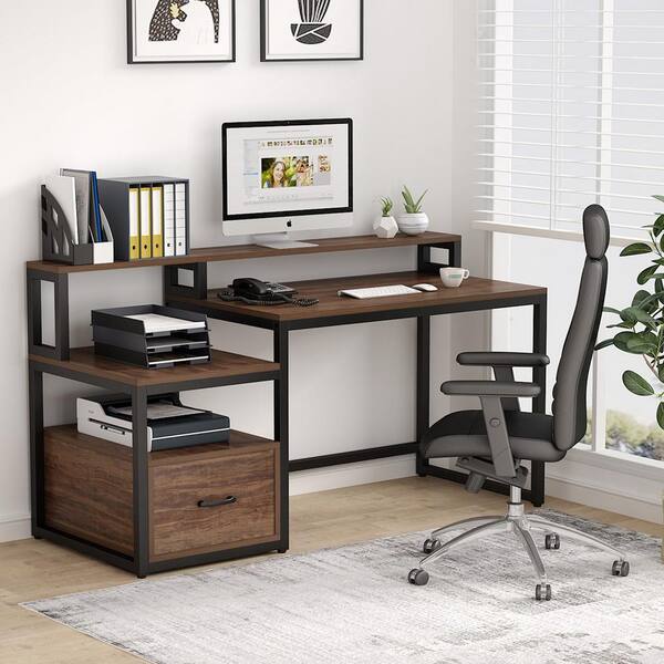 Tribesigns Hoga1035 23.6-in Brown Modern/Contemporary Computer Desk in the  Desks department at